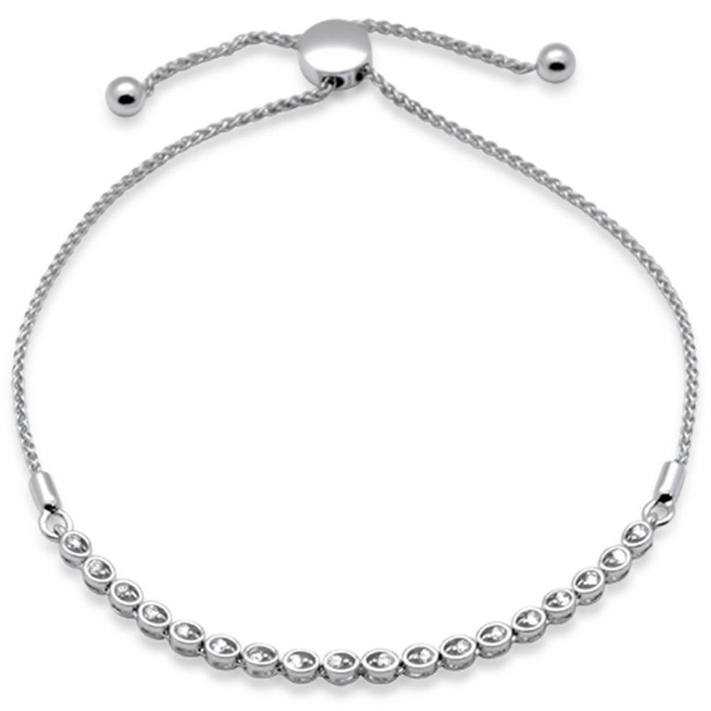 SPECIAL!.25ct G SI 14K White Gold Diamond Adjustable Bola Bracelet 7" Long Adjustable