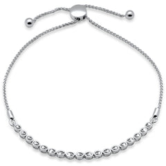 SPECIAL!.25ct G SI 14K White Gold Diamond Adjustable Bola Bracelet 7" Long Adjustable