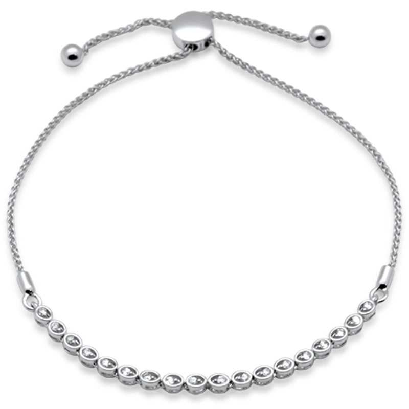 SPECIAL!.25ct G SI 14K White Gold Diamond Adjustable Bola Bracelet 7" Long Adjustable