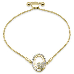 SPECIAL!.24ct G SI 14K Yellow Gold Diamond Heart Adjustable Bola Bracelet 7.25" Long Adjustable