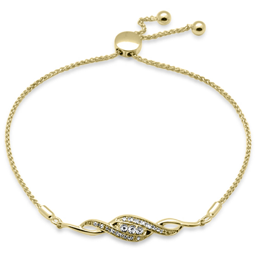 SPECIAL!.08ct G SI 14K Yellow Gold Diamond Infinity Style Adjustable Bola Bracelet 7.25" Long Adjustable