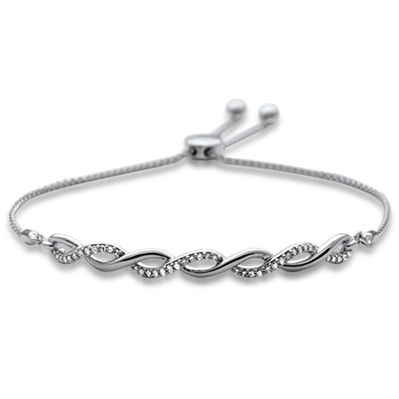 SPECIAL!.24ct G SI 14K White Gold Diamond Adjustable Bola Bracelet 7.25" Long Adjustable