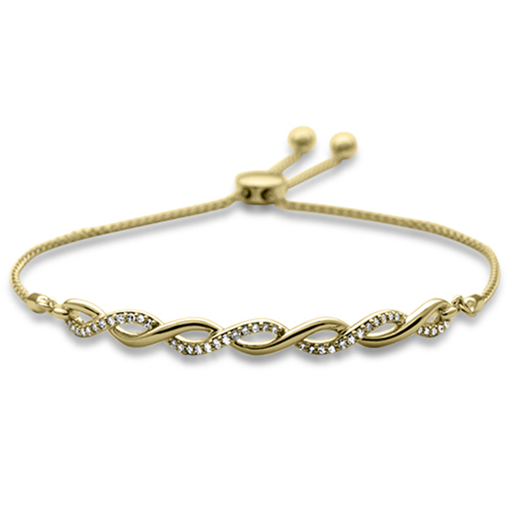 SPECIAL!.24ct G SI 14K Yellow Gold Diamond Adjustable Bola Bracelet 7.25" Long Adjustable