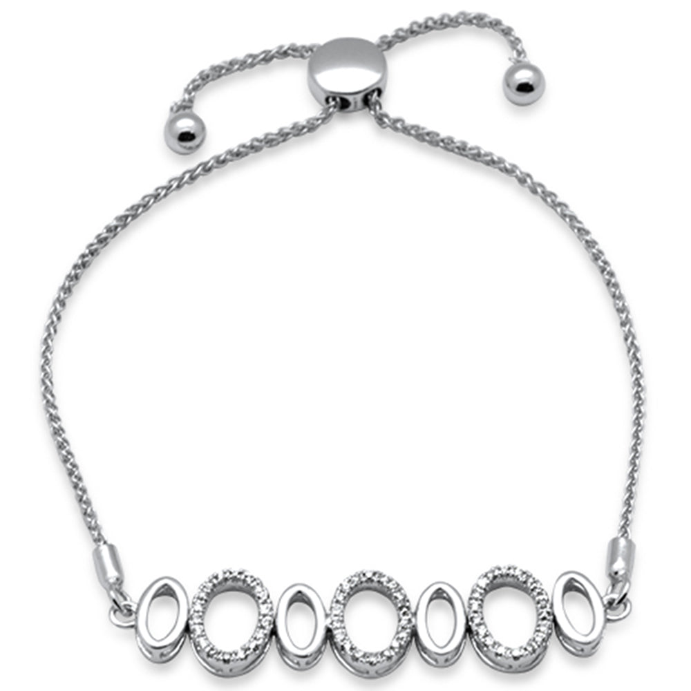 SPECIAL!.24ct G SI 14K White Gold Diamond Adjustable Bola Bracelet 7.25" Long Adjustable