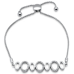 SPECIAL!.24ct G SI 14K White Gold Diamond Adjustable Bola Bracelet 7.25" Long Adjustable
