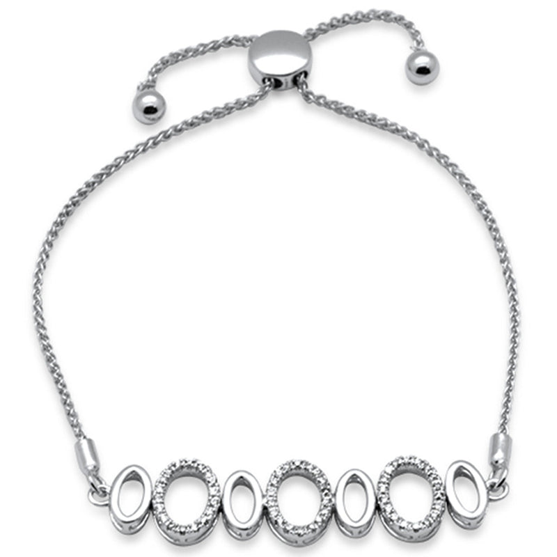 SPECIAL!.24ct G SI 14K White Gold Diamond Adjustable Bola Bracelet 7.25" Long Adjustable