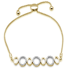 SPECIAL!.24ct G SI 14K Yellow Gold Diamond Adjustable Bola Bracelet 7.25" Long Adjustable