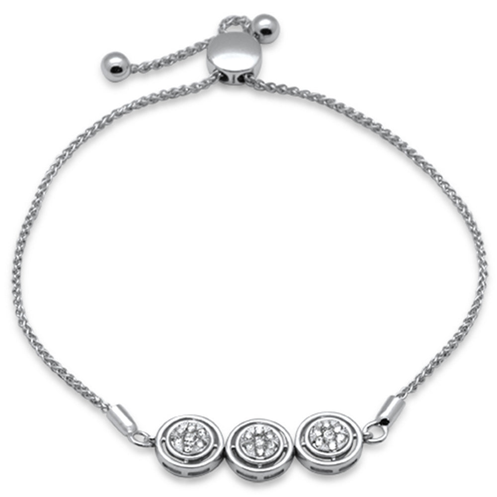 SPECIAL!.25ct G SI 14K White Gold Diamond Round Shape Adjustable Bola Bracelet 7.25" Long Adjustable
