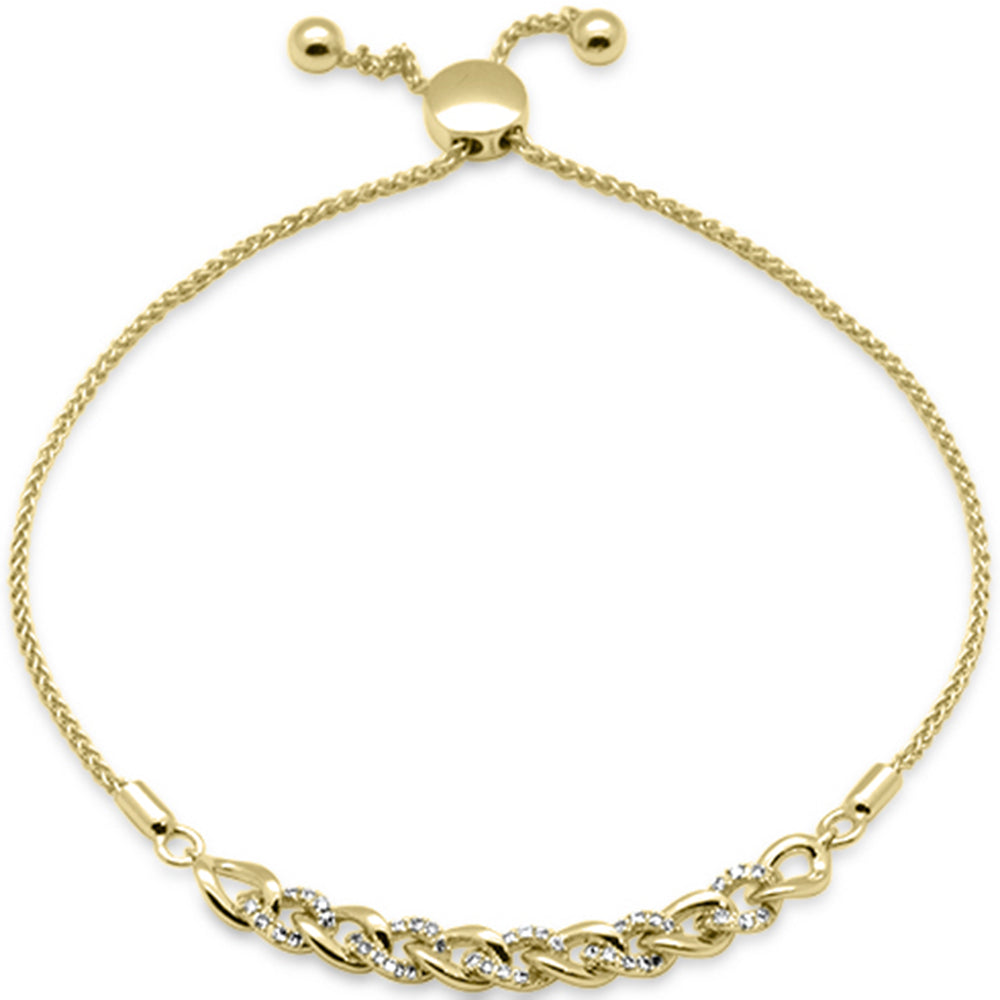 SPECIAL!.16ct G SI 14K Yellow Gold Diamond Adjustable Bola Bracelet 7.25" Long Adjustable