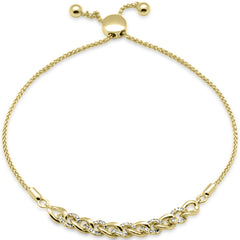 SPECIAL!.16ct G SI 14K Yellow Gold Diamond Adjustable Bola Bracelet 7.25" Long Adjustable