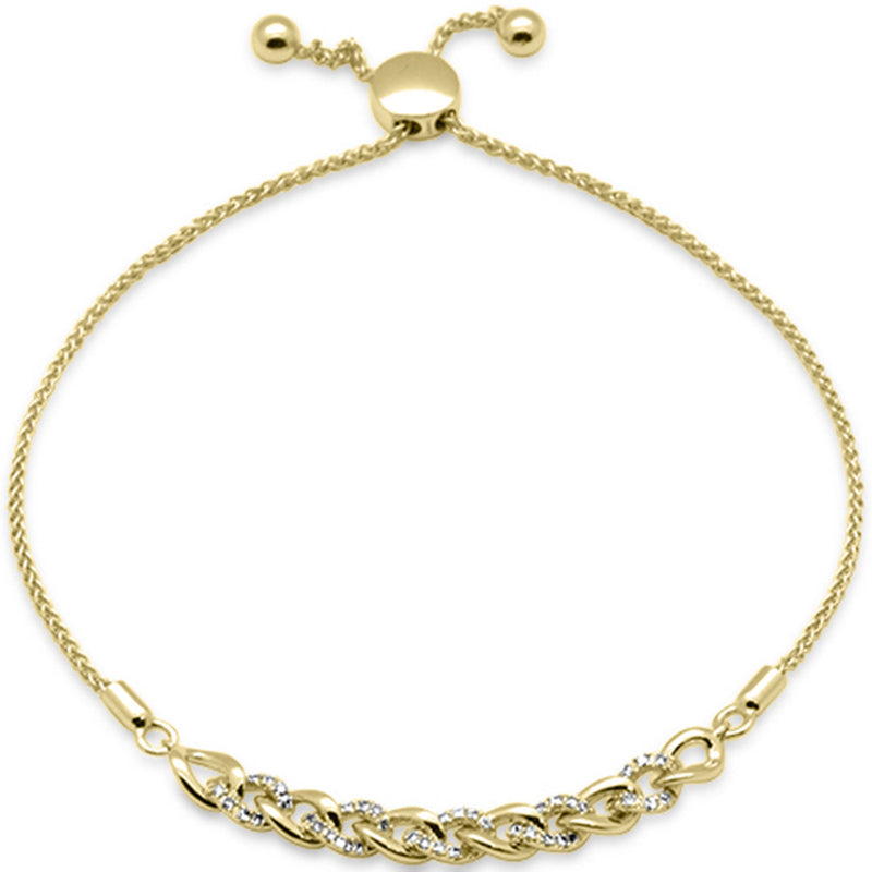 SPECIAL!.16ct G SI 14K Yellow Gold Diamond Adjustable Bola Bracelet 7.25" Long Adjustable