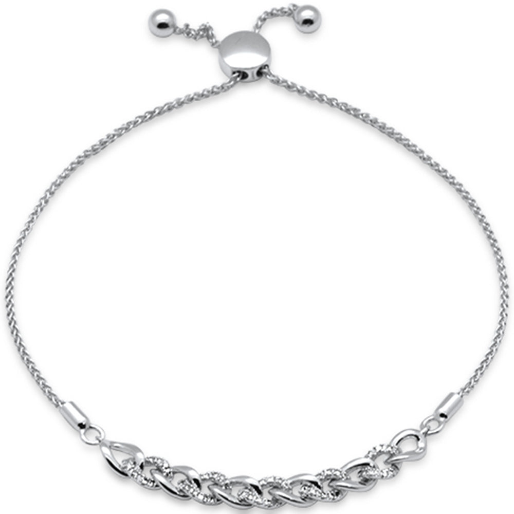 SPECIAL!.16ct G SI 14K White Gold Diamond Adjustable Bola Bracelet 7.25" Long Adjustable