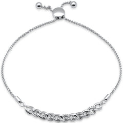 SPECIAL!.16ct G SI 14K White Gold Diamond Adjustable Bola Bracelet 7.25" Long Adjustable