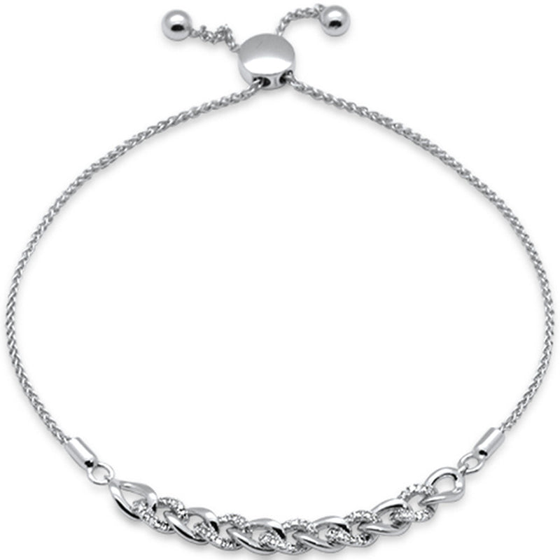 SPECIAL!.16ct G SI 14K White Gold Diamond Adjustable Bola Bracelet 7.25" Long Adjustable