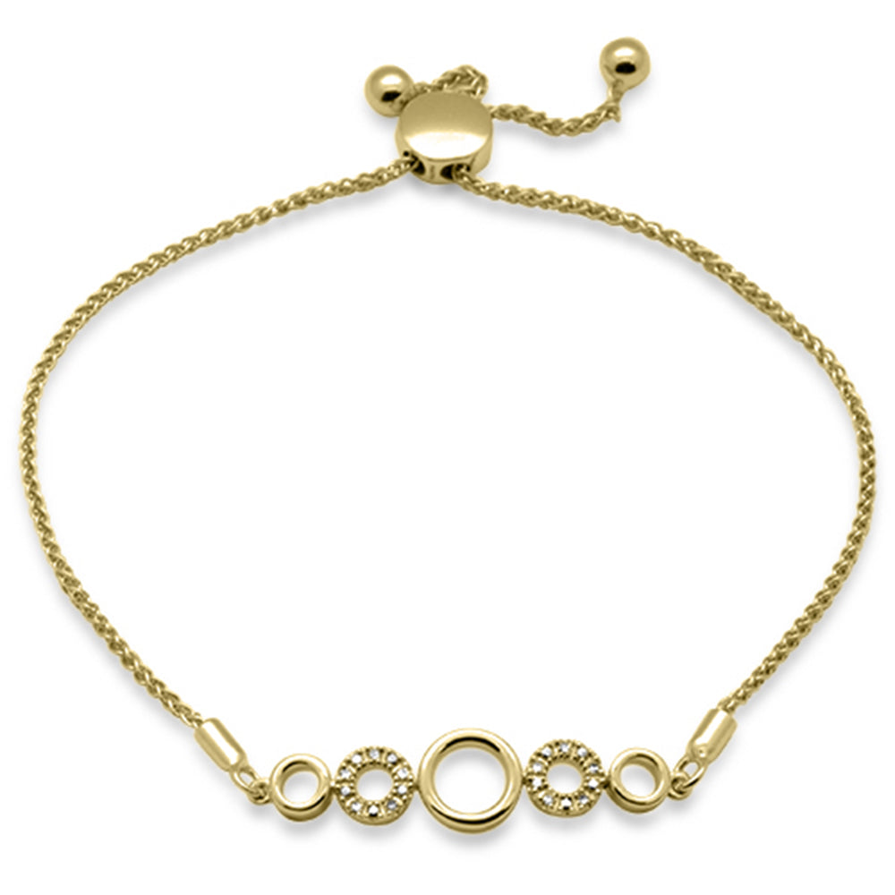 SPECIAL!.05ct G SI 14K Yellow Gold Diamond Round Shape Adjustable Bola Bracelet 7" Long Adjustable