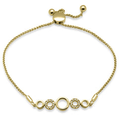 SPECIAL!.05ct G SI 14K Yellow Gold Diamond Round Shape Adjustable Bola Bracelet 7" Long Adjustable