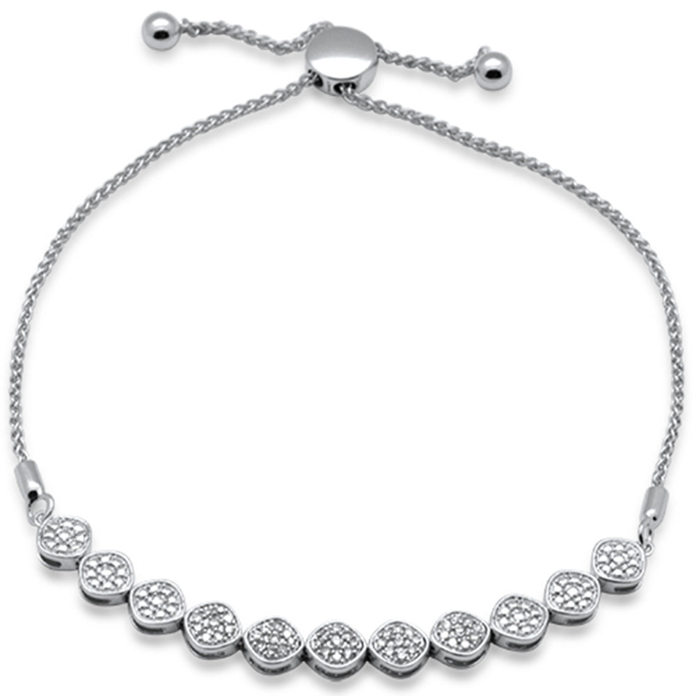 SPECIAL!.24ct G SI 14K White Gold Diamond Adjustable Bola Bracelet 7.25" Long Adjustable