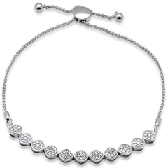 SPECIAL!.24ct G SI 14K White Gold Diamond Adjustable Bola Bracelet 7.25" Long Adjustable