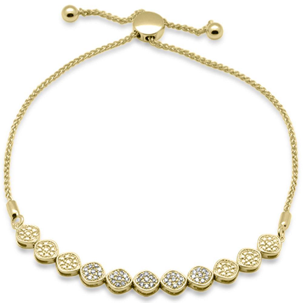SPECIAL!.24ct G SI 14K Yellow Gold Diamond Adjustable Bola Bracelet 7.25" Long Adjustable