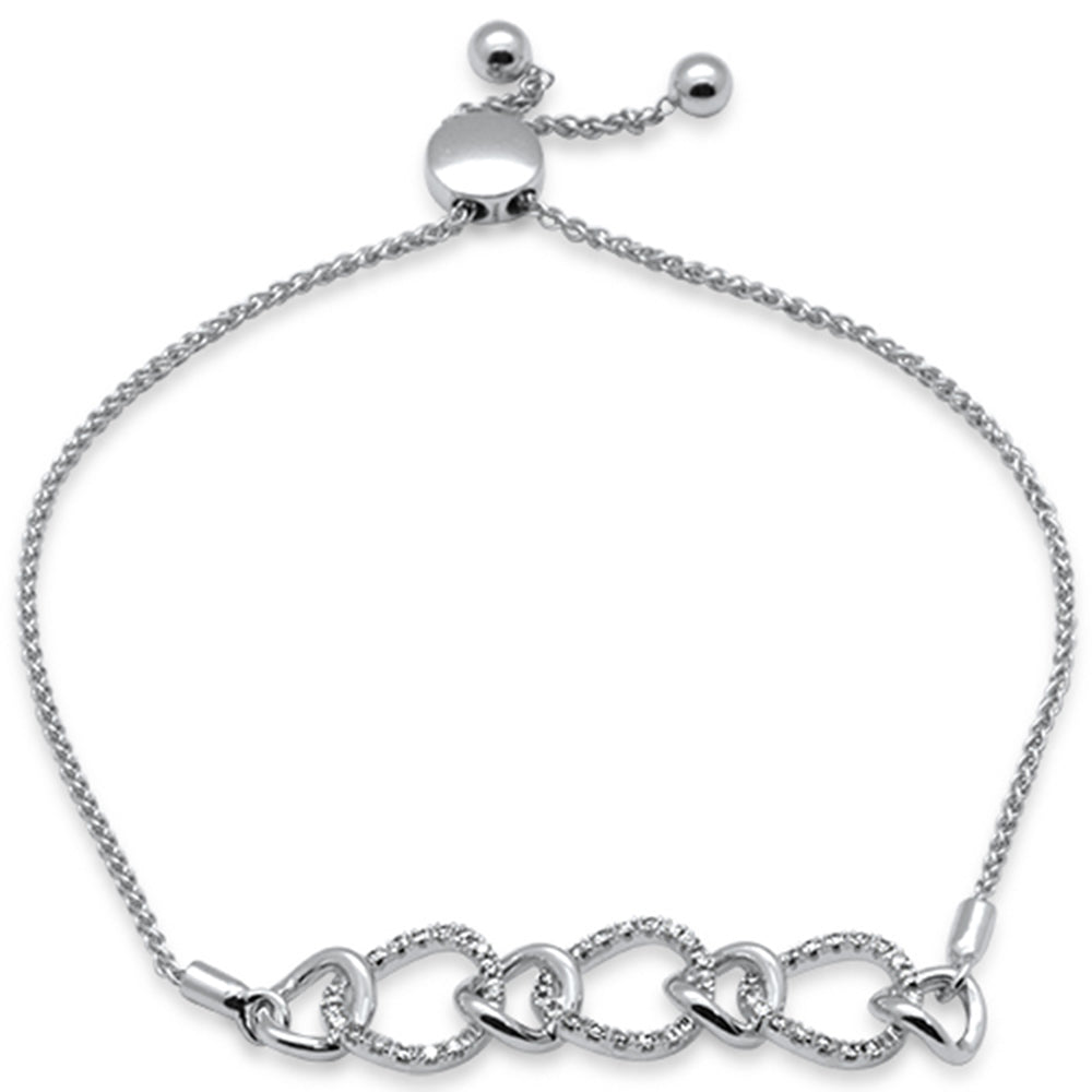 SPECIAL!.24ct G SI 14K White Gold Diamond Adjustable Bola Bracelet 7.25" Long Adjustable