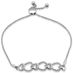 SPECIAL!.24ct G SI 14K White Gold Diamond Adjustable Bola Bracelet 7.25" Long Adjustable