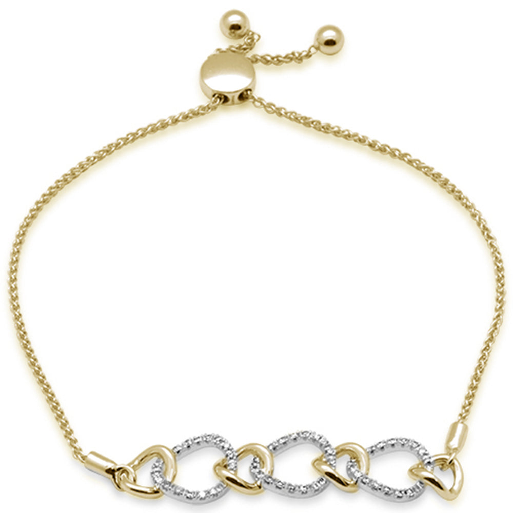 SPECIAL!.24ct G SI 14K Yellow Gold Diamond Adjustable Bola Bracelet 7.25" Long Adjustable