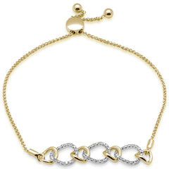SPECIAL!.24ct G SI 14K Yellow Gold Diamond Adjustable Bola Bracelet 7.25" Long Adjustable
