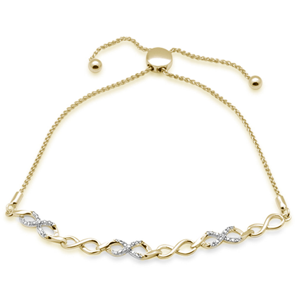 SPECIAL!.19ct G SI 14K Yellow Gold Diamond Infinity Adjustable Bola Bracelet 7.25" Long Adjustable
