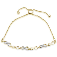 SPECIAL!.19ct G SI 14K Yellow Gold Diamond Infinity Adjustable Bola Bracelet 7.25" Long Adjustable