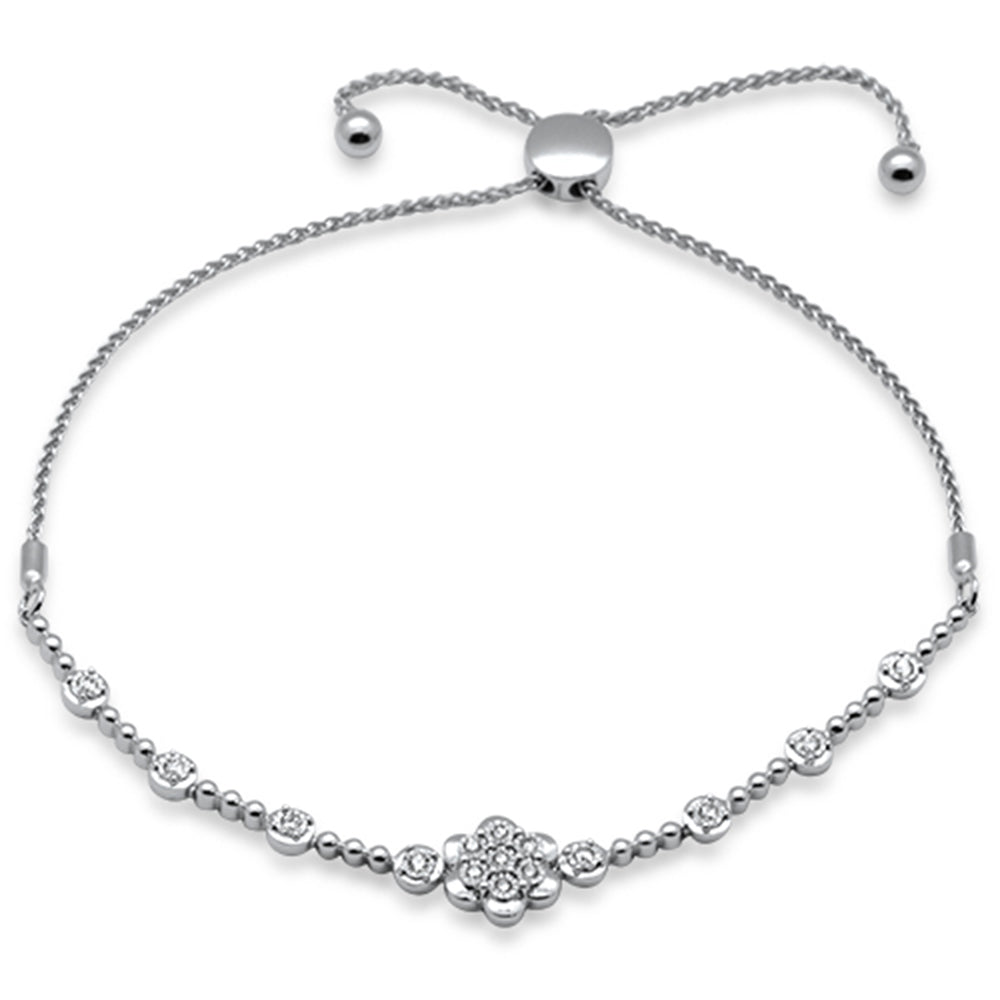 SPECIAL!.20ct G SI 14K White Gold Diamond Adjustable Bola Bracelet 7.25" Long Adjustable
