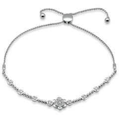 SPECIAL!.20ct G SI 14K White Gold Diamond Adjustable Bola Bracelet 7.25" Long Adjustable
