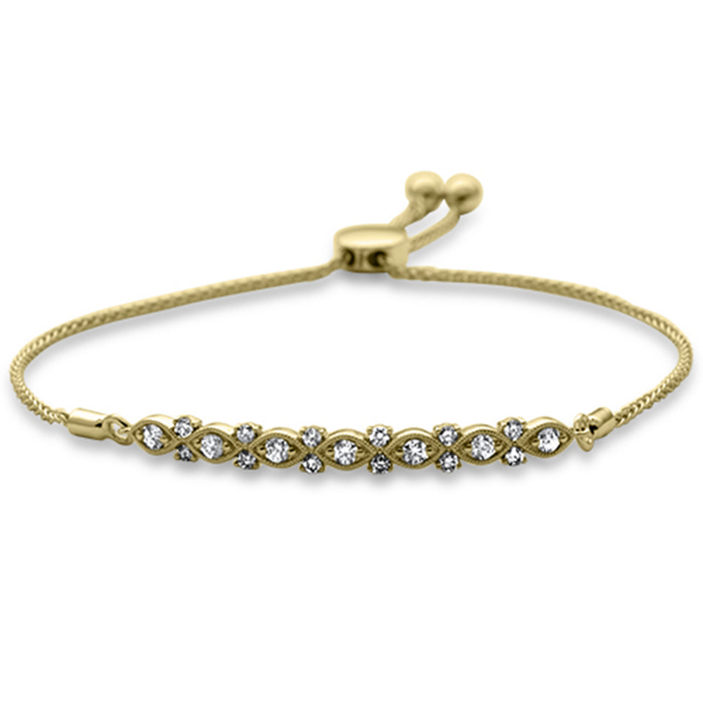 SPECIAL!.49ct G SI 14K Yellow Gold Diamond Adjustable Bola Bracelet 7" Long Adjustable