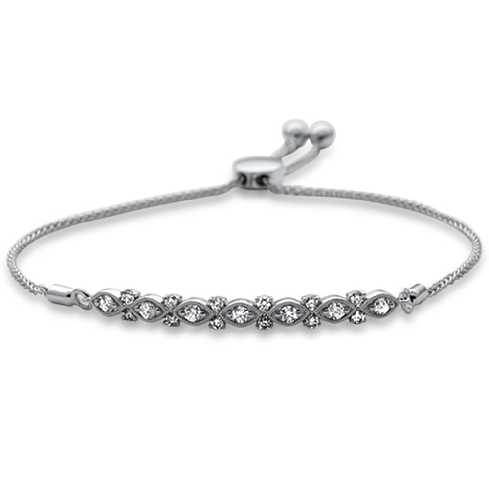 SPECIAL!.48ct G SI 14K White Gold Diamond Adjustable Bola Bracelet 7" Long Adjustable