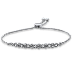 SPECIAL!.48ct G SI 14K White Gold Diamond Adjustable Bola Bracelet 7" Long Adjustable