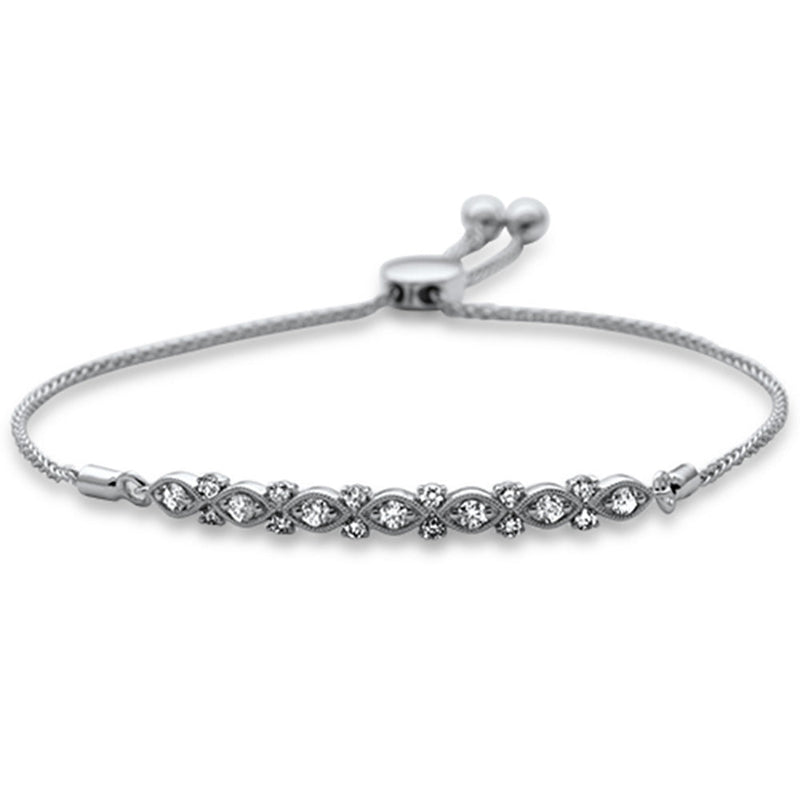 SPECIAL!.48ct G SI 14K White Gold Diamond Adjustable Bola Bracelet 7" Long Adjustable