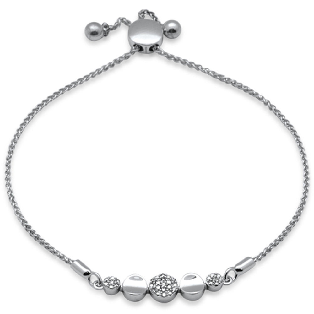 SPECIAL!.09ct G SI 14K White Gold Diamond Adjustable Bola Bracelet 7.25" Long Adjustable
