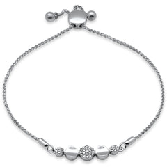SPECIAL!.09ct G SI 14K White Gold Diamond Adjustable Bola Bracelet 7.25" Long Adjustable