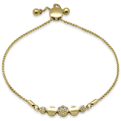 SPECIAL!.09ct G SI 14K Yellow Gold Diamond Adjustable Bola Bracelet 7.25" Long Adjustable