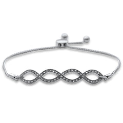 SPECIAL!.13ct G SI 14K White Gold Diamond Infinty Adjustable Bola Bracelet 7.25" Long Adjustable