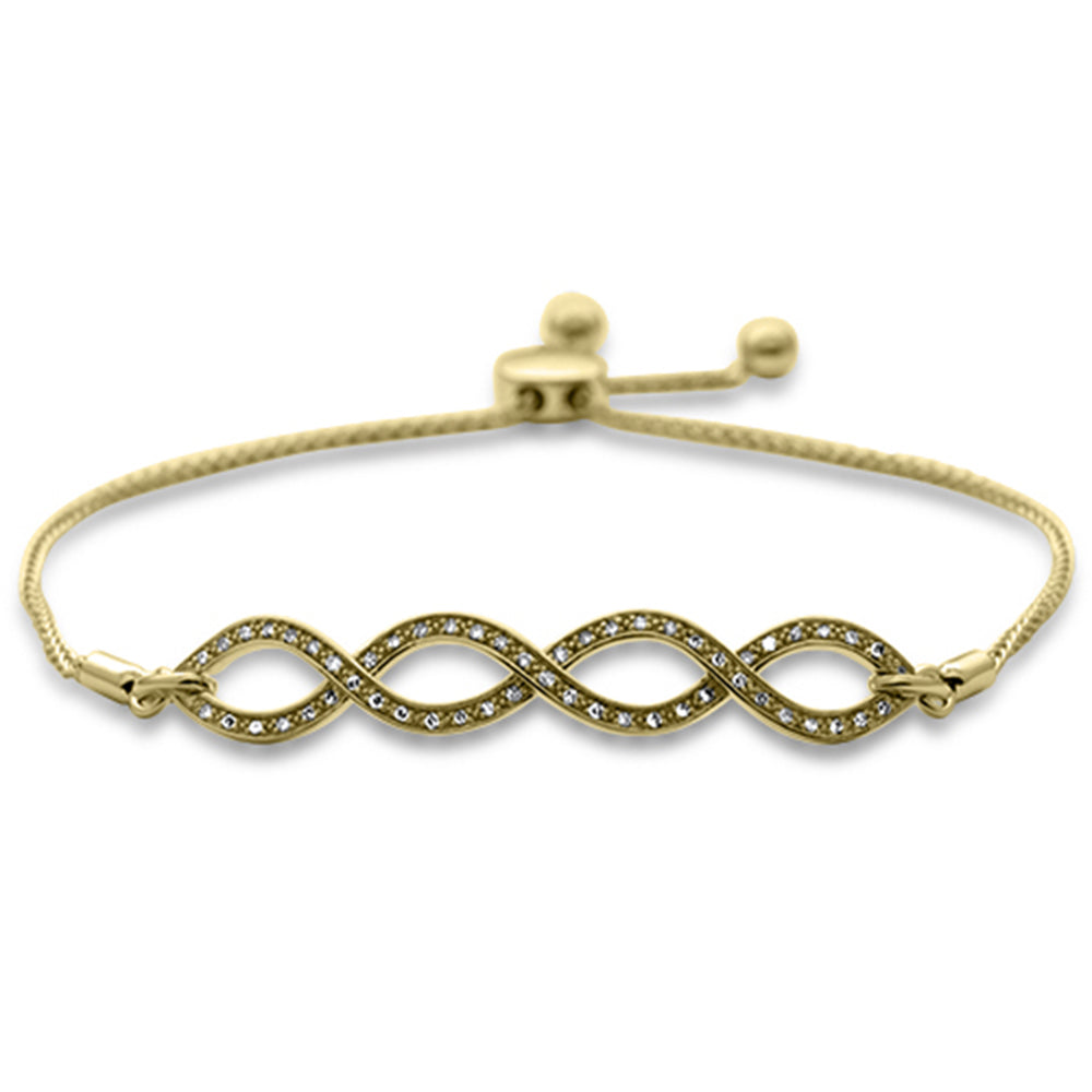 SPECIAL!.13ct G SI 14K Yellow Gold Diamond Infinty Adjustable Bola Bracelet 7.25" Long Adjustable