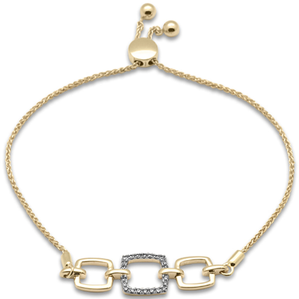 SPECIAL!.15ct G SI 14K Yellow Gold Diamond Adjustable Bola Bracelet 7.25" Long Adjustable