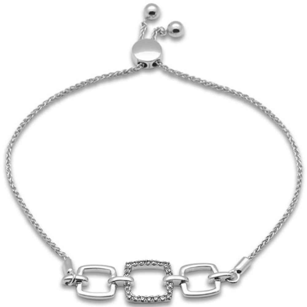 SPECIAL!.15ct G SI 14K White Gold Diamond Adjustable Bola Bracelet 7.25" Long Adjustable