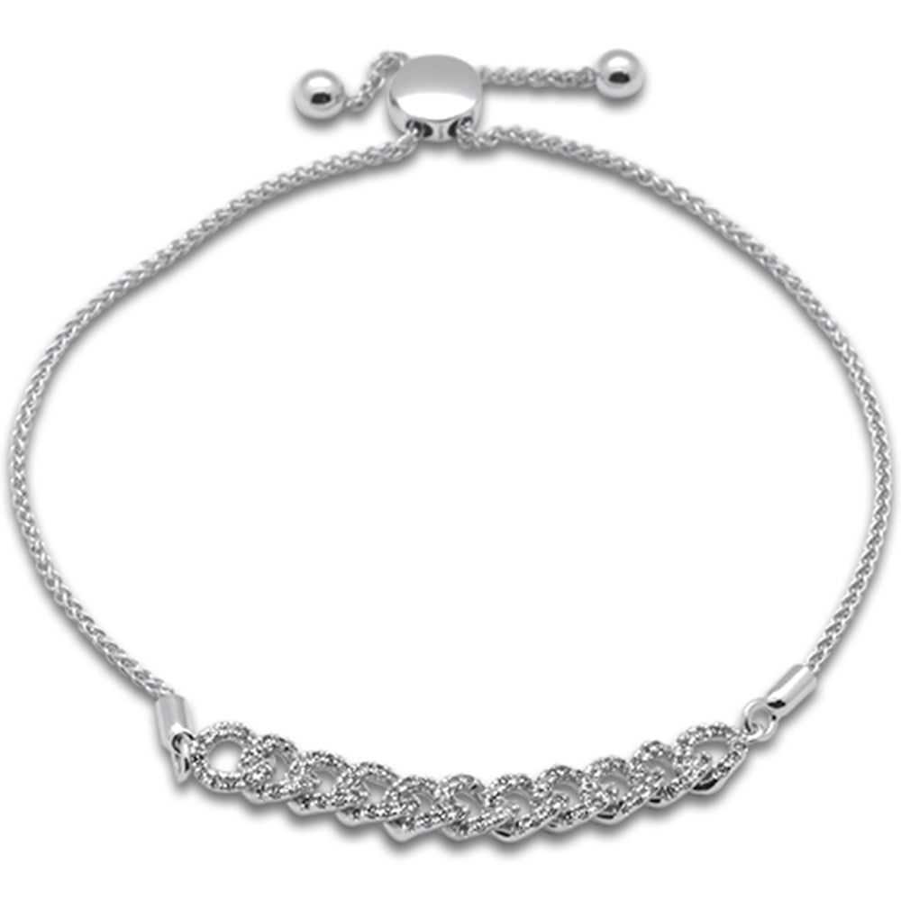 SPECIAL!.48ct G SI 14K White Gold Diamond Cuban Style Adjustable Bola Bracelet 7.25" Long Adjustable