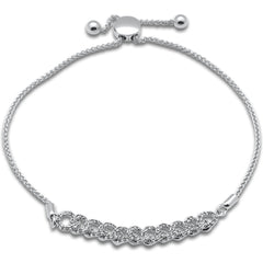 SPECIAL!.48ct G SI 14K White Gold Diamond Cuban Style Adjustable Bola Bracelet 7.25" Long Adjustable