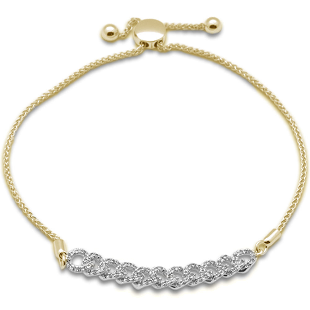 SPECIAL!.47ct G SI 14K Yellow Gold Diamond Cuban Style Adjustable Bola Bracelet 7.25" Long Adjustable