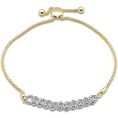 SPECIAL!.47ct G SI 14K Yellow Gold Diamond Cuban Style Adjustable Bola Bracelet 7.25" Long Adjustable