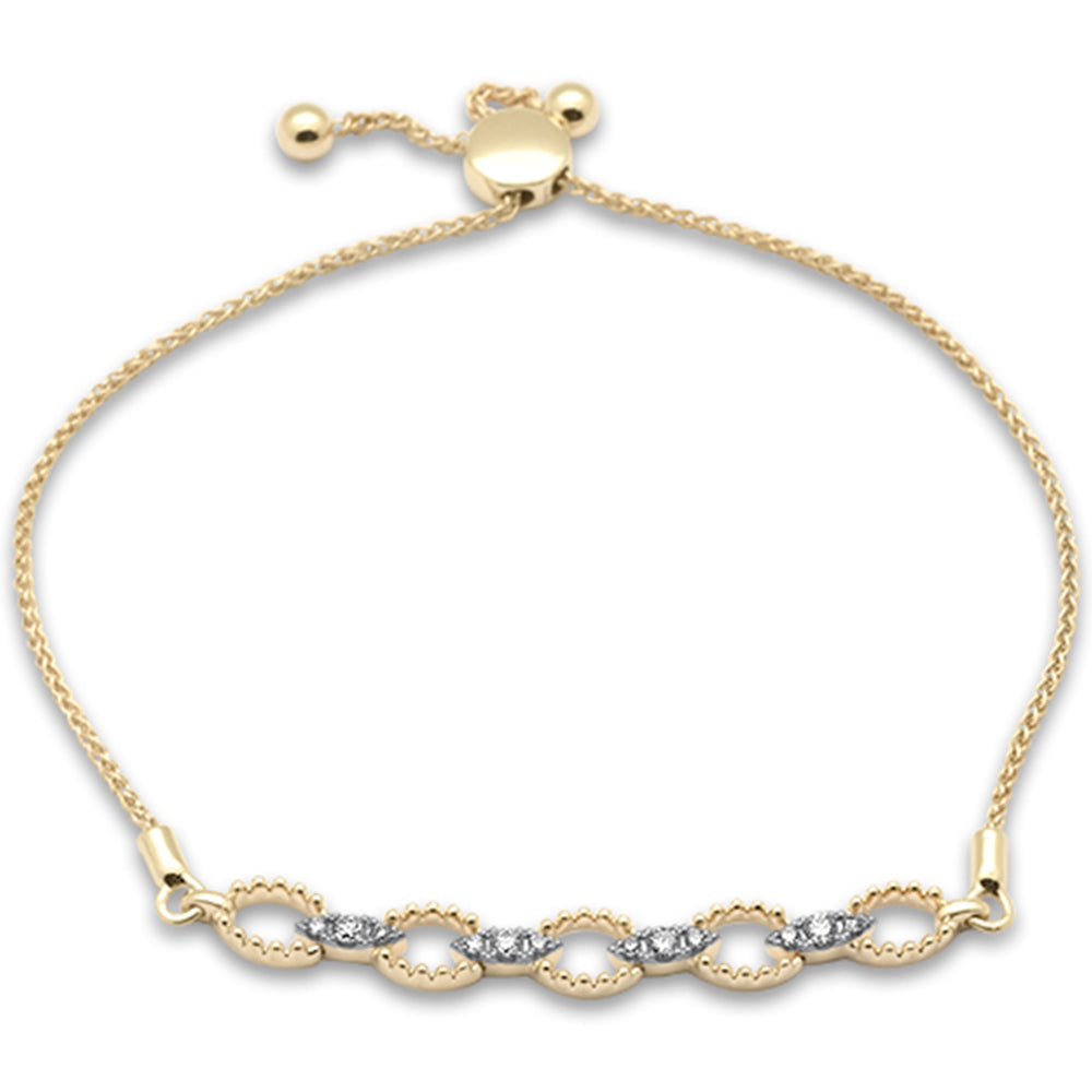 SPECIAL!.24ct G SI 14K Yellow Gold Diamond Adjustable Bola Bracelet 7" Long Adjustable