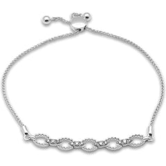 SPECIAL!.25ct G SI 14K White Gold Diamond Adjustable Bola Bracelet 7" Long Adjustable