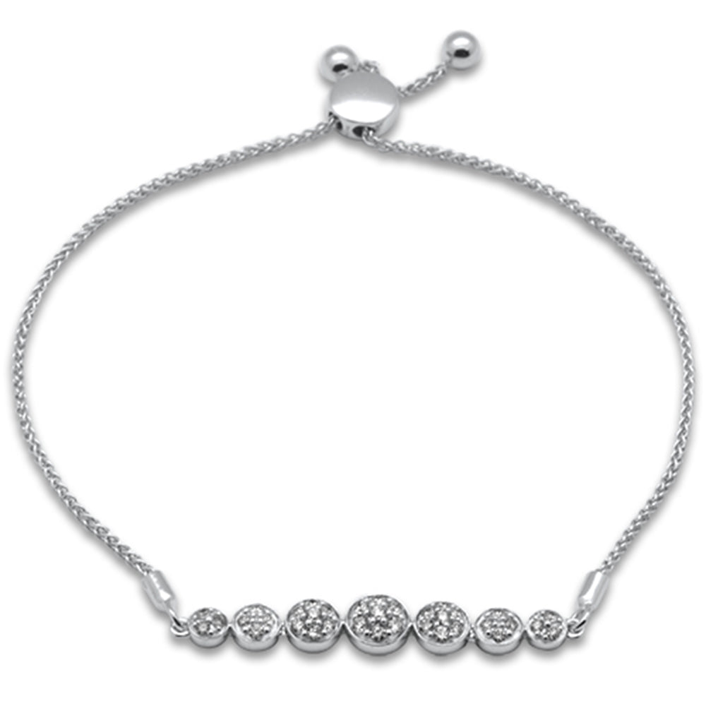 SPECIAL!.47ct G SI 14K White Gold Diamond Round Shape Adjustable Bola Bracelet 7" Long Adjustable
