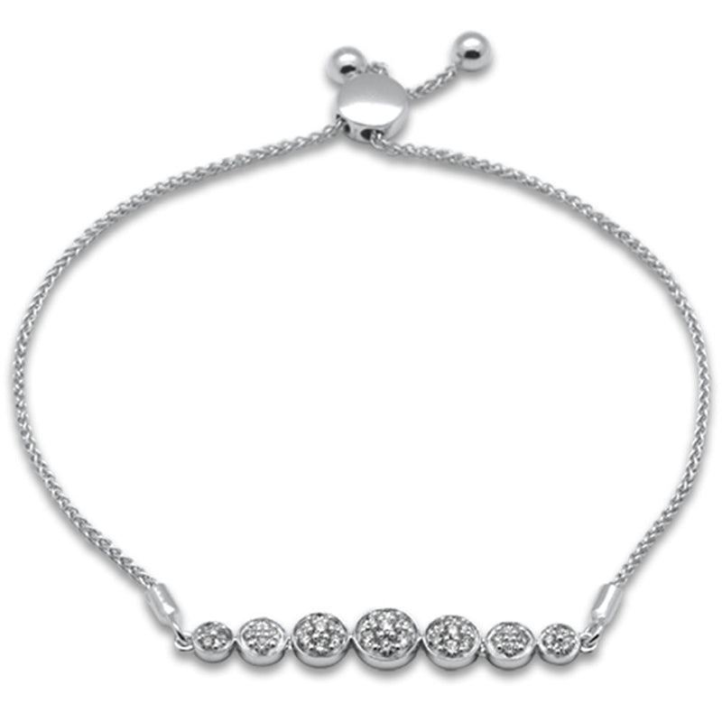 SPECIAL!.47ct G SI 14K White Gold Diamond Round Shape Adjustable Bola Bracelet 7" Long Adjustable